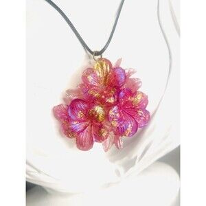 Y2k Stunning Gold Leaf & Color Shifting Floral Leather Choker 16"-Adjustable